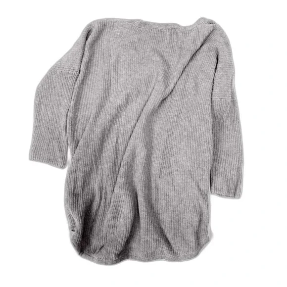 Express V-Neck Lightweight Knit Sweater | Gray | M - Picture 12 of 13